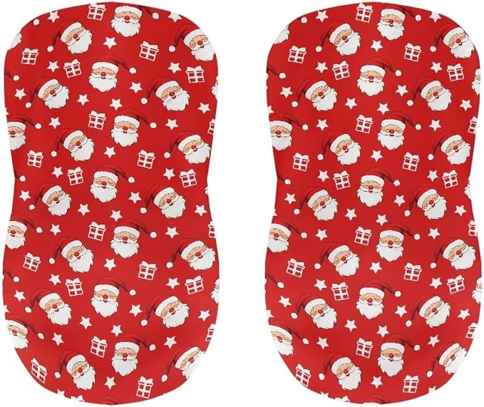 Christmas Santa Claus Bar Stool Covers, 2 Pcs Stretchable Barstool Slipcovers with Back for Bar Counter Kitchen Island - Image 4