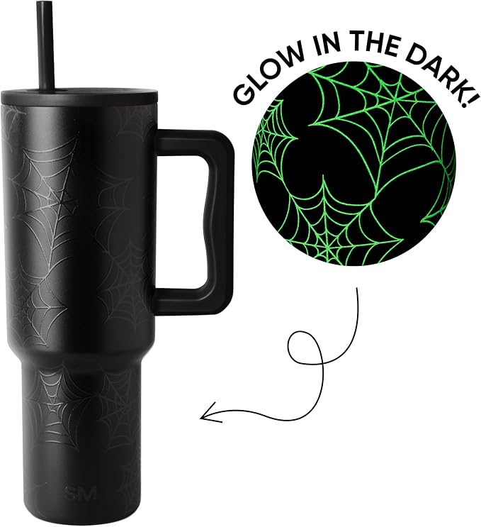 Simple Modern Halloween Tumbler with Handle | 40oz | Spiderweb | Trek Tumbler, Travel Mug | Insulated Water Bottle, Cupholder Friendly, Stainless Steel Cup, Spiderwebs - Image 3