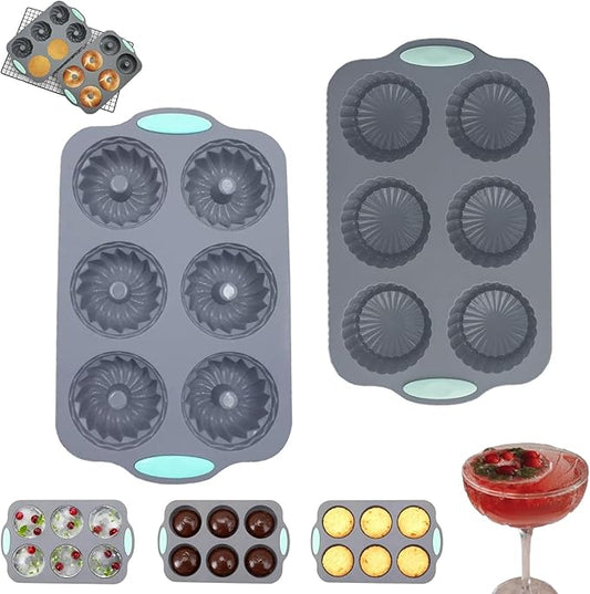 Christmas Wreath Ice Mold Silicone Tray - 6 Hole DIY Holiday Baking Pan for Festive Drinks, Chocolate Making - Easy Release & Clean, Cold & Heat-Resistant Reusable for DIY Crafts, Desserts (Style12)