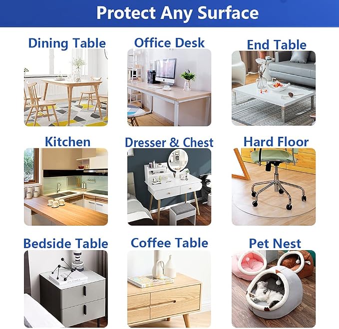 Rectangular 24x32 Clear Plastic Table Protector - 1.5mm Thick Transparent Desk Pad Mat Cover - Waterproof - Image 6