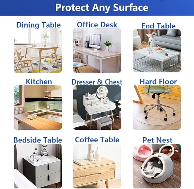 Dining Room Table 36x24 Inch Clear PVC Table Cover Protector Rectangular Plastic Coffee Tablecloths Tabletop Topper Vinyl Computer Desktop Pad Mat Office Side Table Wood Furniture Screen Protection - Image 6
