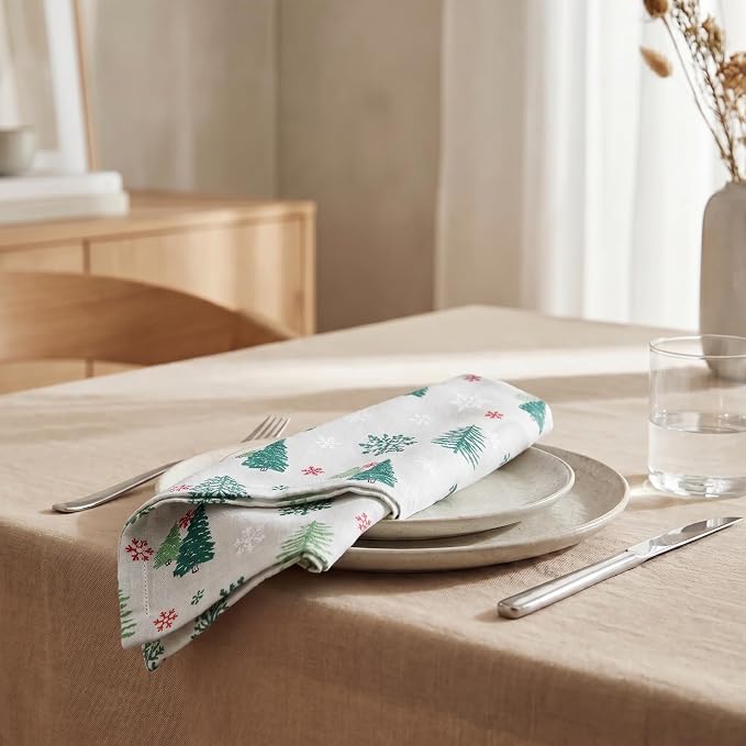 Urban Villa Cloth Napkins Cotton 20x20 (Set of 12) Greentree Print - Image 4