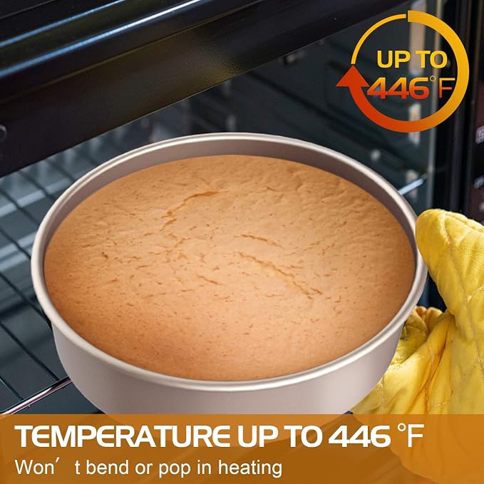 CHEFMADE Round Cake Pan Set, 6-Inch and 8-Inch with Removable Loose Bottom | Nonstick Chiffon Bakeware for Oven and Instant Pot Baking. Ideal for chiffon, angel food, and sponge cakes (Champagne Gold) - Image 5