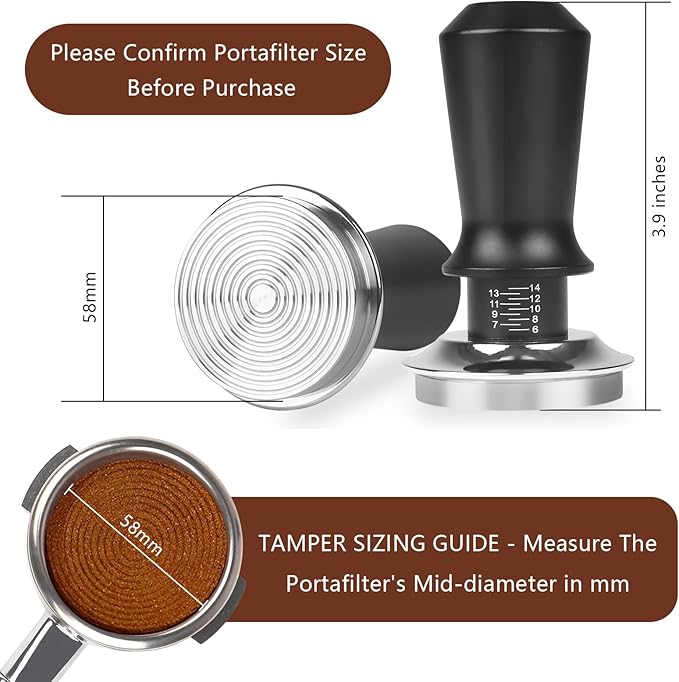 58mm Espresso Tamper Kit - Dual-Spring Calibrated Coffee Tamper, 8-Needle WDT Tool Espresso Distribution Tool, Magnetic Aluminum Dosing Funnel, Reusable Puck Screen, Fit for 58mm Portafilters