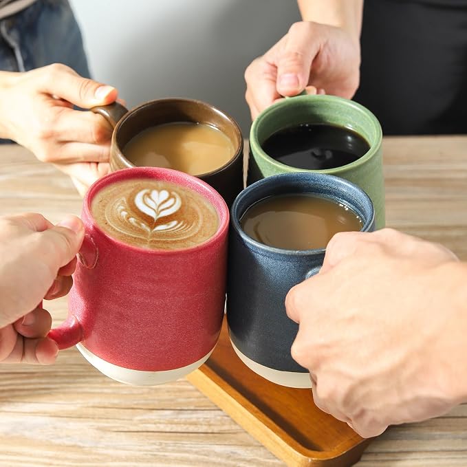 Hasense Coffee Mugs Set of 4, 15 oz Large Porcelain Mugs with Handle for Women Men, Colorful Christmas Coffee Cups for Latte, Tea, Cappuccino, Microwave & Dishwasher Safe - Image 4