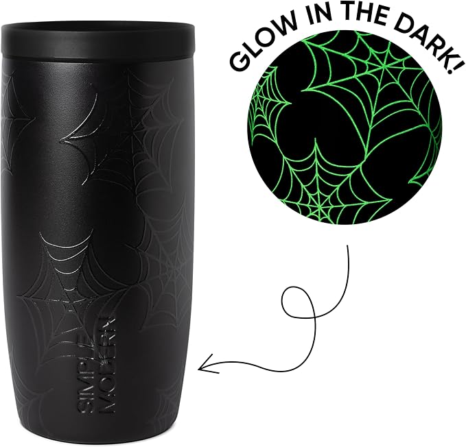 Simple Modern Halloween Travel Coffee Mug 360° Lid | 16oz | Spiderweb | Voyager Ceramic-Lined Insulated Stainless Steel Coffee Tumbler, Iced Coffee Cup, Mug with Lid | Fits Cupholder, Spiderwebs - Image 2