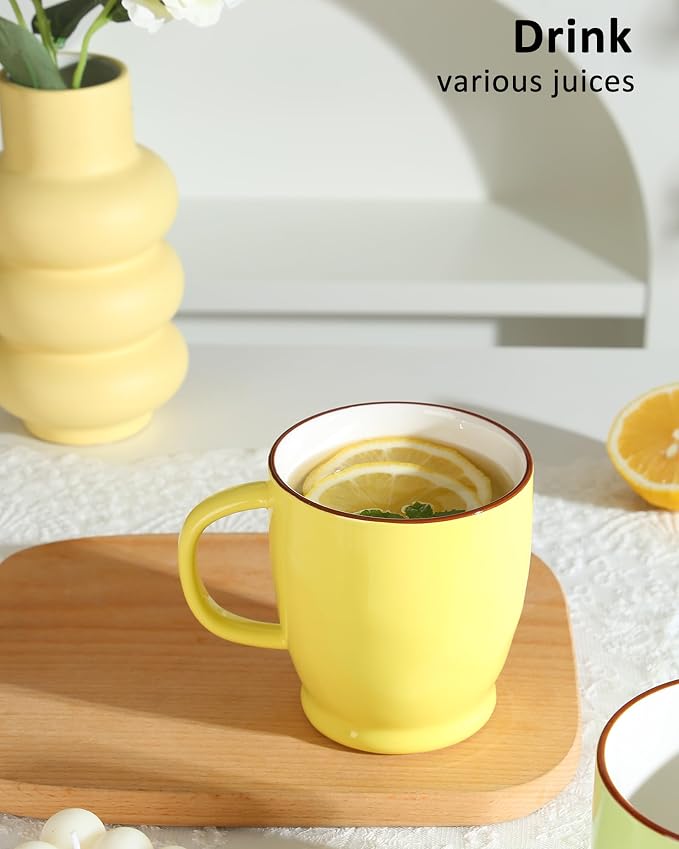 Yellow Coffee Mug, 16.5oz Large Tea Cup with Big Handle, Ceramic Microwave Coffee Mug, Coffee Cup Gifts for Women, Friend, Birthday, Christmas, Celebrate - Image 5