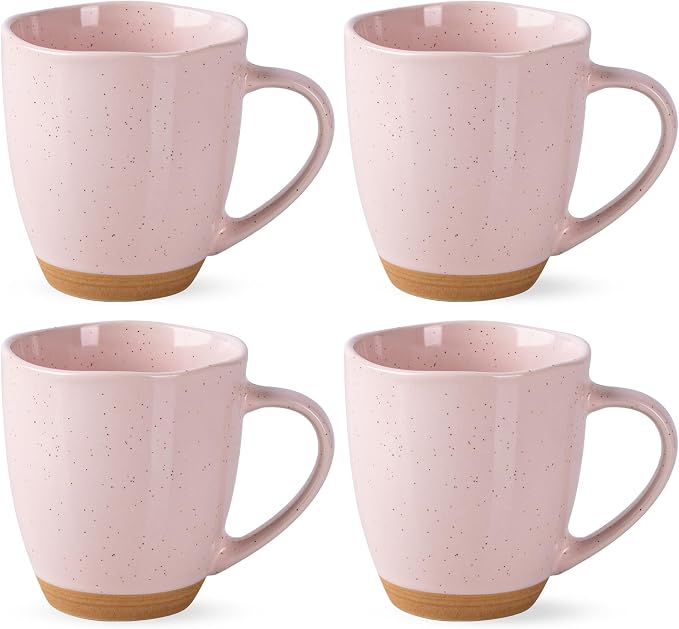 AmorArc 12oz Coffee Mugs, Ceramic Coffee Mugs set of 4 for Man, Woman, Dad, Mom, Modern Coffee Mugs with handle for Latte/Cappuccino/Milk/Cocoa. Dishwasher&Microwave Safe, Cloud Pink by AmorArc