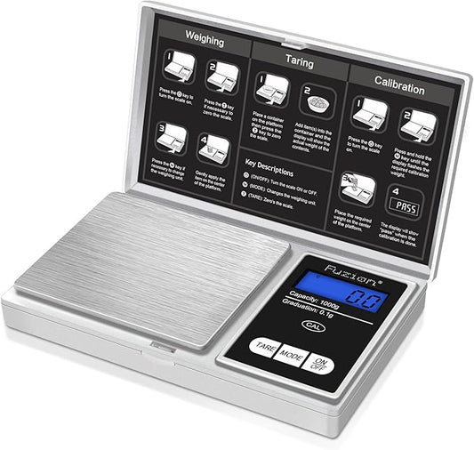 Fuzion Pocket Gram Scale - 1000g/0.1g Digital Mini Travel Food Scale