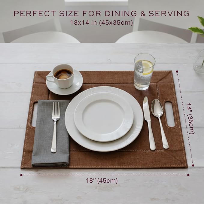 2-in-1 Serving Tray & Placemat | Faux Leather & Reversible | Lays Flat as a Placemat or Folds into an Ottoman Food Tray, Easy to Clean - Image 7