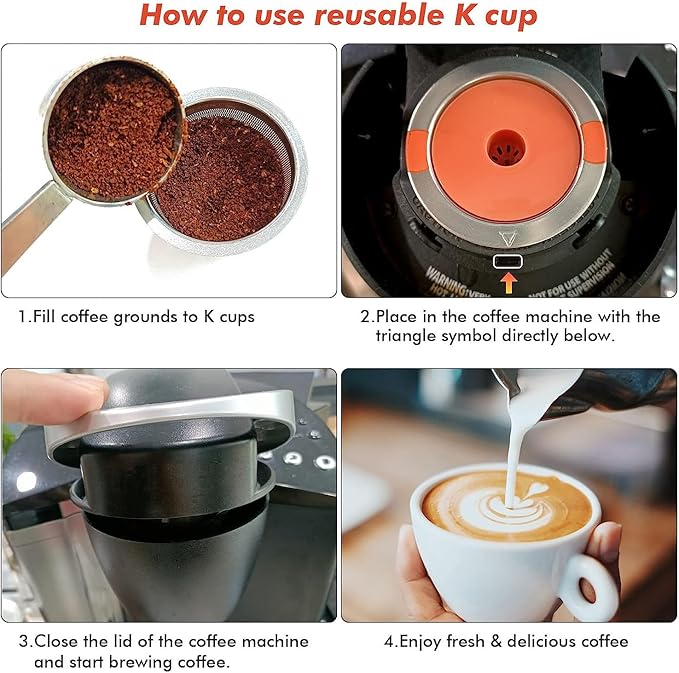Reusable K Cups and Coffee Pods,Universal stainless steel k Cups for Keurig 2.0 and 1.0 Coffee Makers machine(2pack)