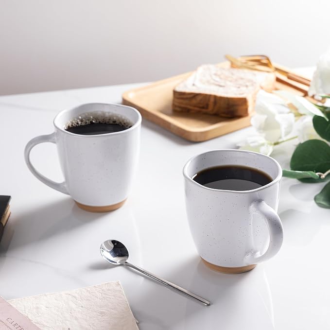 AmorArc 12oz Coffee Mugs, Ceramic Coffee Mugs set of 4 for Man, Woman, Dad, Mom, Modern Coffee Cups with handle for Latte/Cappuccino/Milk/Cocoa. Dishwasher&Microwave Safe, White - Image 6