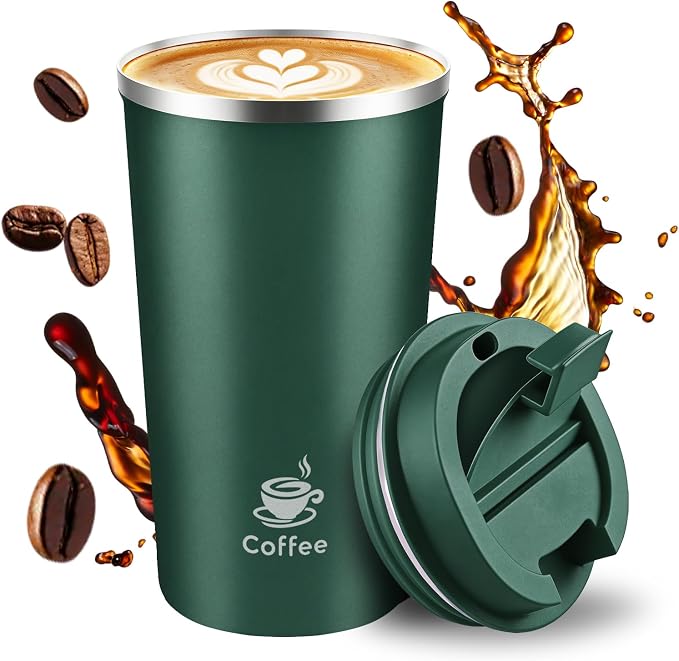 17oz Travel Coffee Mug ,Leakproof Vacuum Coffee Cup Insulated Tumbler | 304 Stainless Steel, Double-Wall Vacuum Insulated, Leakproof, Fits Hot & Cold Drinks Car Cup Holders, Travel, Office by Unknown