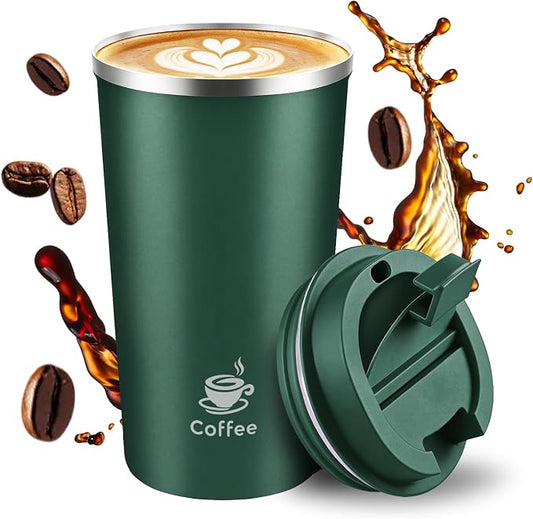 17oz Travel Coffee Mug ,Leakproof Vacuum Coffee Cup Insulated Tumbler | 304 Stainless Steel, Double-Wall Vacuum Insulated, Leakproof, Fits Hot & Cold Drinks Car Cup Holders, Travel, Office by Unknown