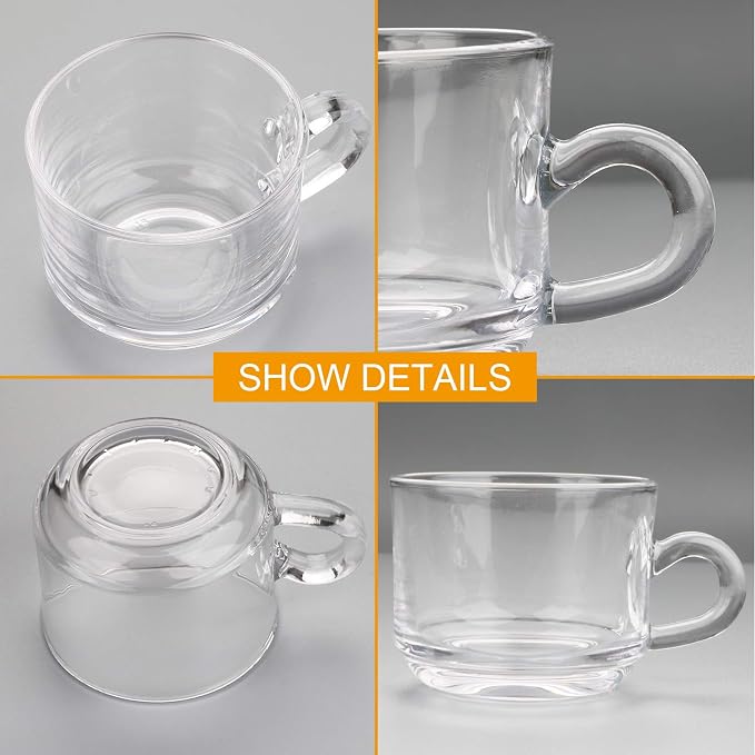 Clear Coffee Mug With Handle 6 oz, Glass Tea Latte Cappuccino Mug Set of 12 | Premium Clear Glass Coffee Cups, Tea Mugs for Hot & Cold Beverages, Perfect for Espresso, Latte, Cappuccino, Tea & More - Image 3