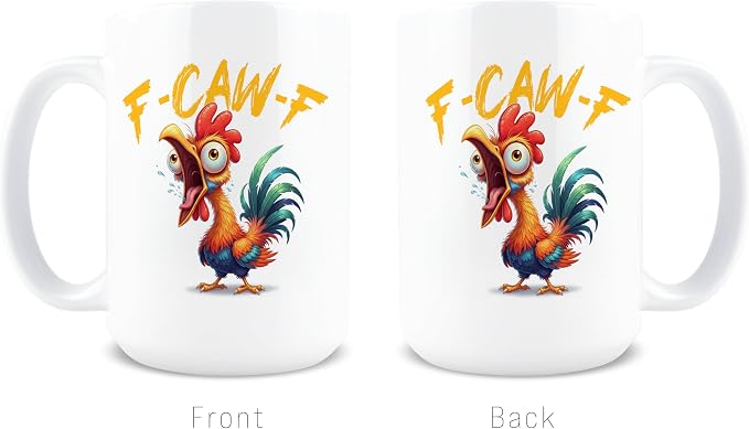 F-Caw-F Coffee Mug, Fun Coffee Mugs, Funny Cups, Fcawf, F Caw F, Funny Cups for Adults, 15 oz Ceramic Fcawf Chicken, Hidden Message, Adult Humor Gag Gift, White Elephant Gift - Image 5