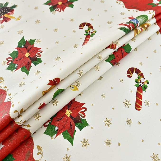 Christmas Tablecloth Heavy Duty Vinyl Red 54x72 inch Square Christmas Table Cloth Reusable Waterproof Foldable Plastic Tablecloths PVC Xmas Table Cover for New Year Party Decor - Image 8