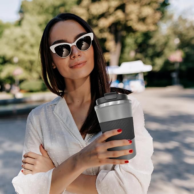 Vacuum Insulated Stainless Steel Travel Coffee Mug,Leak Proof Cup with Lid | 304 stainless steel mug with vacuum insulation, leak proof lid, silicone grip and car cup holder friendly design - Image 6