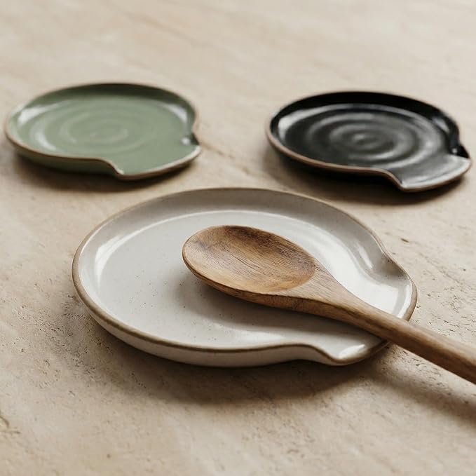 Beautiful Ceramic Spoon Rest for Stove Top - Perfectly Sized Spoon Holder for Your Kitchen Countertop - Easy to Clean and Dishwasher Safe, Perfect Addition to Any Kitchen Counter for Everyday Cooking by KIBAGA