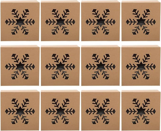 GARVALON 25pcs Kraft Paper Dessert Packing Boxes with Window, Lightweight and Sturdy Christmas Gift Boxes for Biscuits and Puddings, for Festival Decorating and Party Decorations by GARVALON