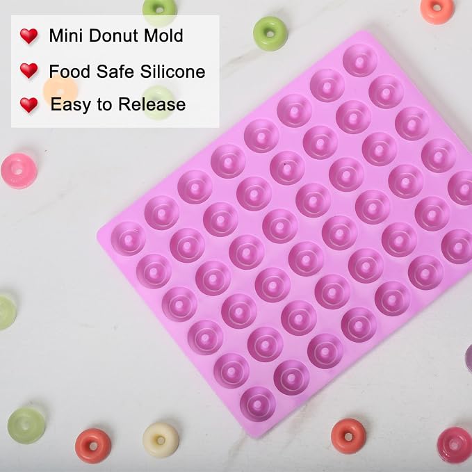 Mini Donut Silicone Mold for Chocolate Candy Gummy, 2 PCS | Mini Doughnut Molding Trays for Homemade Mint/Snacks/Cake Décor, 48 Cavities, Food-Grade - Image 8