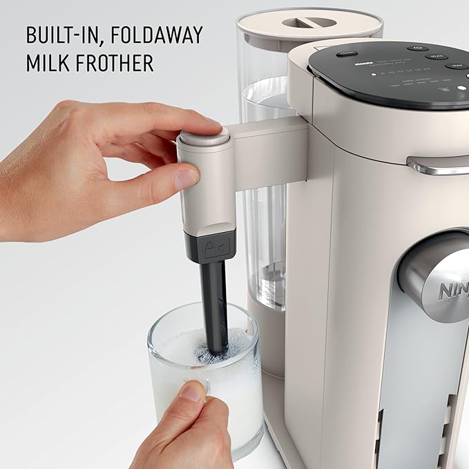 Ninja Pod & Grounds, XL Coffee Maker, K-Cup Compatible, Stone, PB055AST | Brews Grounds, Compact Design, Built-In Milk Frother, 68-oz. Reservoir, 6-oz. Cup to 24-oz. Mug Sizes - Image 4