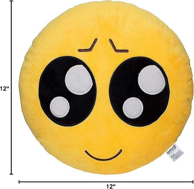 EvZ Official Certified Playcute Emoji Pillow - 32cm Large Soft Plush Pleading Face Emoticon Cushion - Cute Innocent Big Eyes Decorative Stuffed Toy for Kids, Girlfriend & Kawaii Room Decor (Yellow) - Image 7