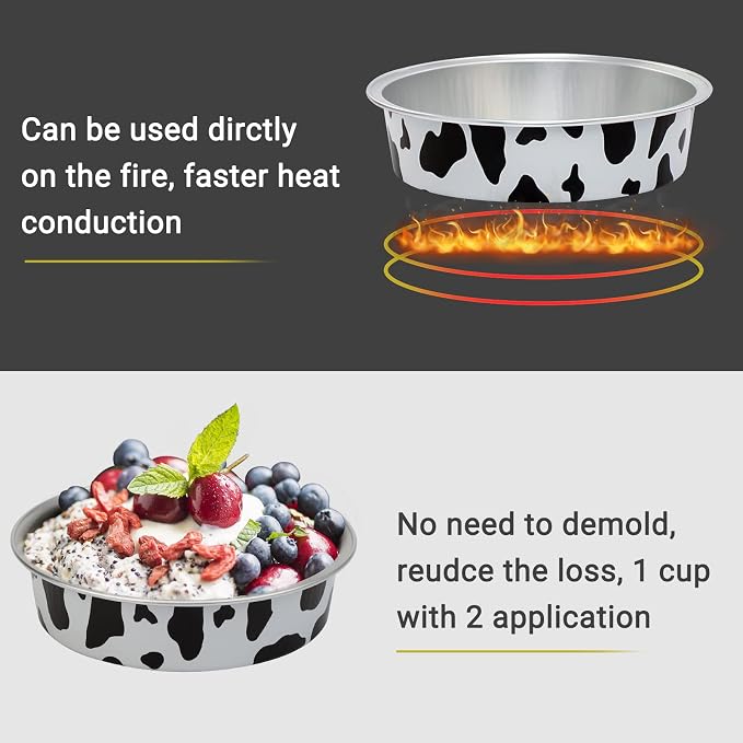 Beasea 4 Inch Pie Tins with Lids, 50 Pack 8 Oz Mini Tart Pan Disposable Pie Tins, Black White Aluminum Foil Flat Baking Cups Round Muffin Container for Mini Cheesecake Tart Quiche - Image 5