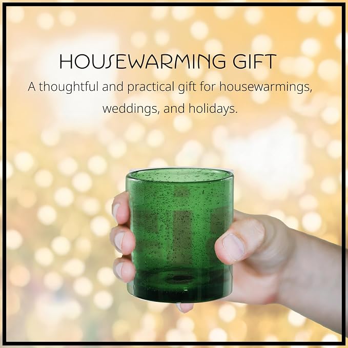 Artland 14oz Double Old Fashion Glass, Set of 4 | Iris Seeded Design, Green | Drinking Glass for Parties and Everyday Use - Mojito, Whiskey, Cocktail | Glassware & Barware Essentials - Image 4