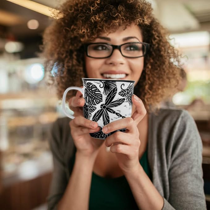 Karma Gifts 14 oz Black and White Boho Mug Dragonfly - Cute Coffee and Tea Mug - Ceramic Coffee Mugs for Women and Men - Image 6