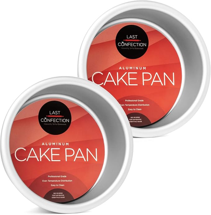 4 x 2 Inch Round Cake Pans, Set of 2 Anodized Aluminum Cake Pans Baking Tins by LastConfection