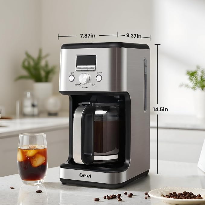 Gevi 14-Cup Drip Coffee Maker, Programmable Timer, 2H Warm, Strong Brew | 14-Cup Drip Maker for Normal & Strong Brew, 2H Keep Warm, Pause & Serve, Auto Shut-Off for Home & Office, Glass Carafe - Image 6