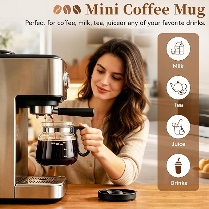 2 Pack Coffee Pot Mug, 16oz Tiny Brew Coffee Pot Coffee Mug, Thick Borosilicate Glass Mini Coffee Pot Mug with Lid for Iced Coffee, Cute Coffee Cup Gift for Coffee Lovers - Image 2