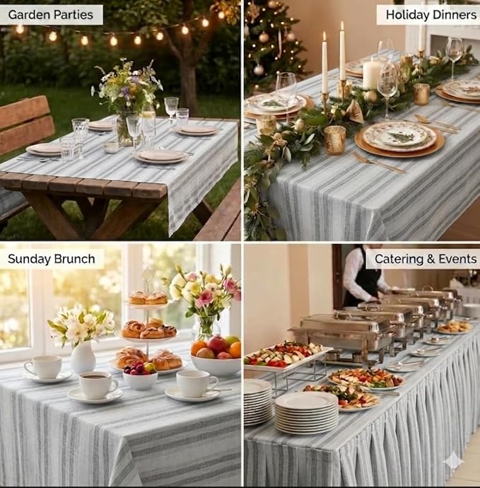 Urban Villa Tablecloth Cotton Tabletop 60x102 (8-10 Seats) CurtisStripes - Image 9