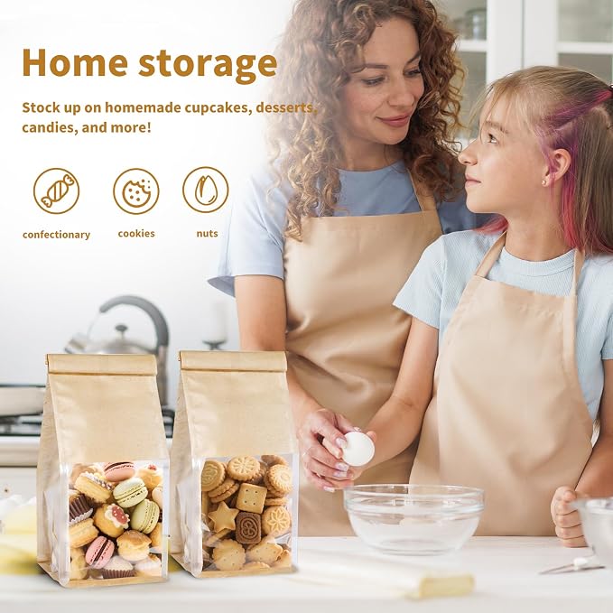 100 Pack Bread Bags for Homemade Breads，Small Bakery Bags with Window，Cookie Bags with Tin Tie，Bagel Bag，Coffee bag，Sourdough Bread Bags Foods Packaging Storage - Image 6