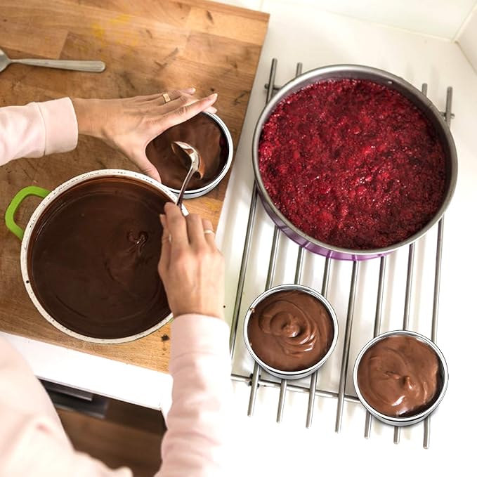 E-far 4 Inch Small Cake Pan Set of 6, Stainless Steel Mini Round Smash Cake Baking Pans Tins, Non-Toxic & Healthy, Mirror Finish & Dishwasher Safe - Image 6