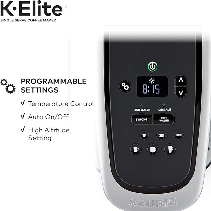 Keurig C K-Elite Maker, Single Serve K-Cup Pod Brewer, with Iced Coffee Capability, Extra Included, 75oz, Brushed Silver Plus Filter Bundle | Iced coffee capability, 75 oz reservoir, Filter - Image 6