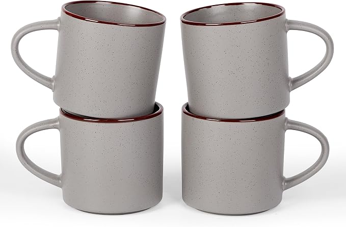 famiware Coffee Mugs Set of 4, Nebula 14oz Coffee Mugs, Ceramic Cup Set with Handle for Latte, Tea, Milk, Cappuccino, Cocoa, Dark Gray by Famiware