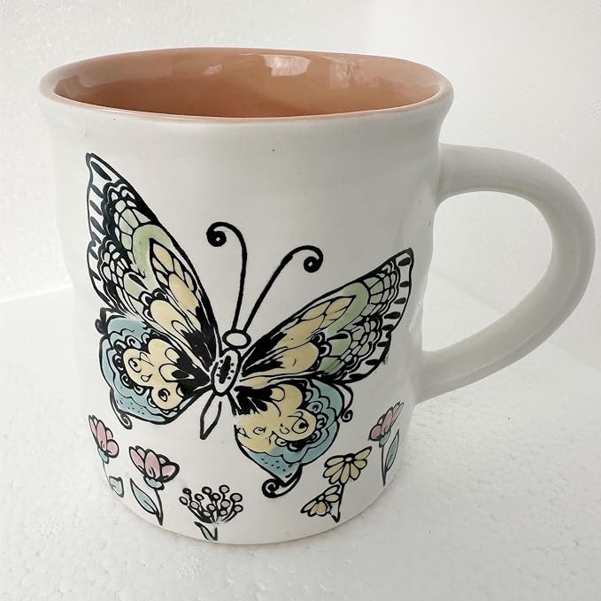 15oz Ceramic Coffee Mug, Hand Painted Tea Cup for Office and Home, Cute Butterfly Mug,Best Gifts for Women and Men,Dishwasher Microwave Safe - Image 4