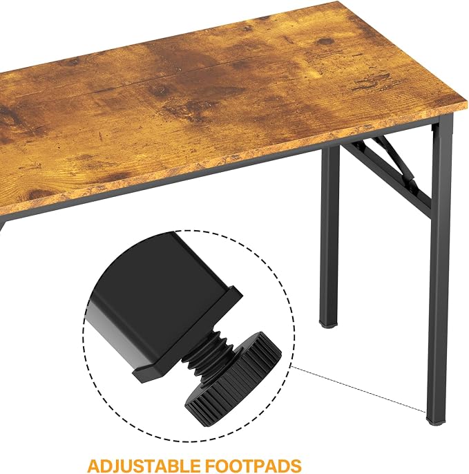 DlandHome 31.5 Inch Small Folding Computer Desk for Home Office, Retro | Foldable Writing Table for Small Spaces Bedroom, No Assembly Required, Wood Top Metal Frame, Collapsible Compact Easy Storage - Image 6
