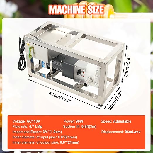 10L/Min Honey Transfer Pump Liquid Honey Pump, Stainless Steel Viscous Liquid Paste Pump 90W Electric Food Fluid Gear Pumping Equipment, AC110V 60RPM