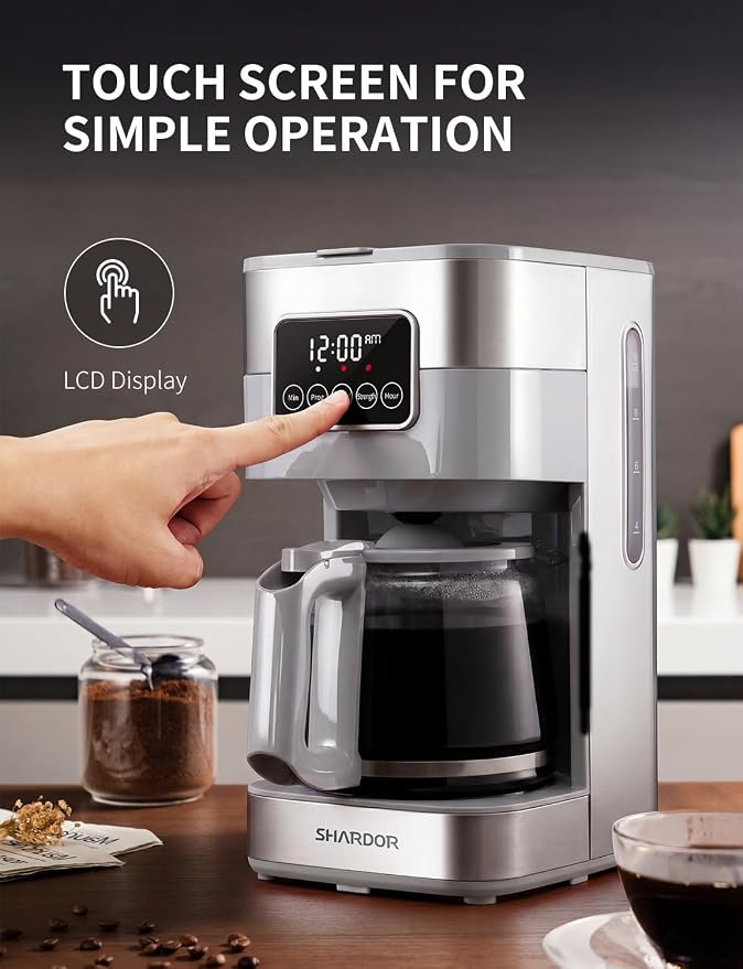 SHARDOR 10-Cup Programmable Coffee Maker, Regular & Strong Brew Drip Coffee Machine for Home and Office, Auto Shut Off, Permanent Filter (gray) - Image 2