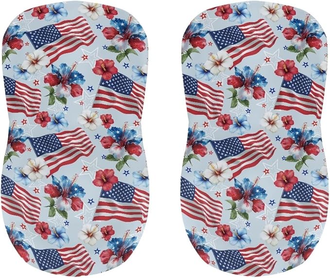 USA Flag Flower Bar Stool Covers, 2 Pcs Bar Stool Slipcover Decorative Soft Bar Stool Chair Covers for Dining Room Cafe Kitchen Chair Seat Protector - Image 4