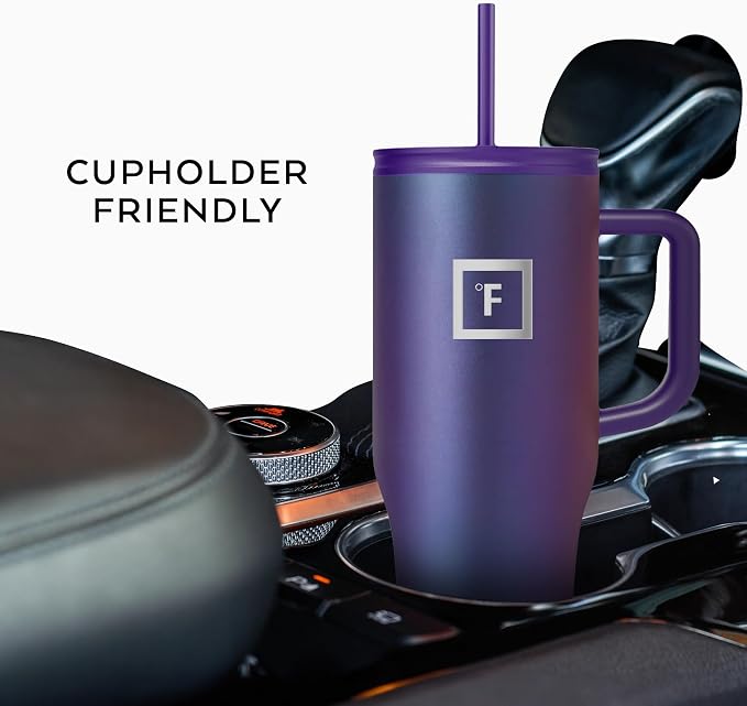 IRON °FLASK 32 oz Co-Pilot Insulated Travel Mug | Insulated Travel Mug with Straw & Flip Cap Lids - Cup Holder Fit, Leakproof, BPA Free (Midnight Black) - Image 6