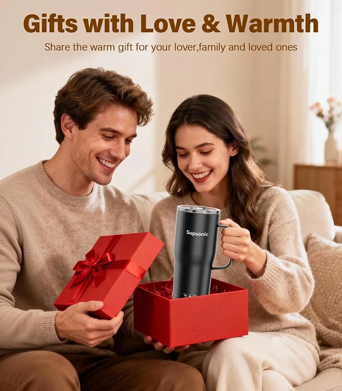 Supsonic Heated Coffee Mug Rechargeable, 20oz Long-Lasting Battery (S3) | Dry-burn protection, 2Hr auto-off, 3-Temp settings, Constant temperature, Inner stainless steel, Warm gift for men women - Image 5