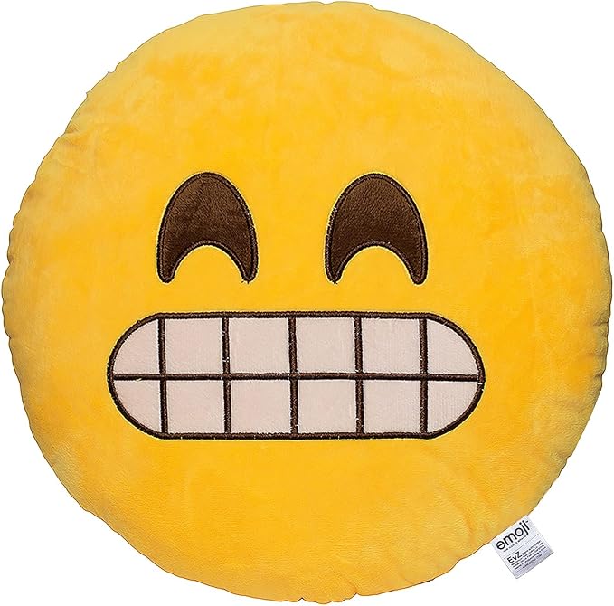 EvZ Official Certified Smirking Plush Pillow - 32cm Large Soft Smirking Face Emoticon Cushion - Funny Sassy Decorative Stuffed Toy for Gaming Room, Office (Yellow) by EvZ