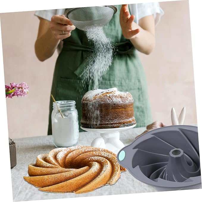 SECFOU Light Grey Silicone Spiral Cake Mold Non-stick Savarin Baking Tool Diy Baking Tray for Oven Use Easy Clean Safe for Long-term Use - Image 9
