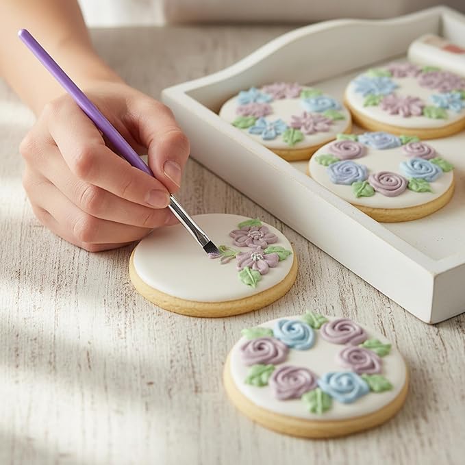 10 Pcs Cake Decorating Brushes Set Food Safe Paint Brushes Food Fondant Tools Chocolate Sugar Cookie Candy Cake Pastry Brush for Dusting Edible Glitter and Painting with Edible Color on Treats