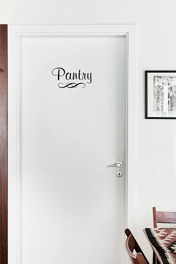 Pantry Decal with Single Swirl - Vinyl Art Wall Decal for The Home or Kitchen Pantry - 8" W X 4.5" H (Black) - Image 4