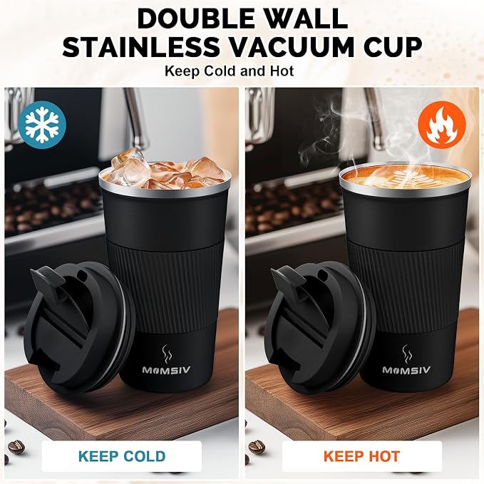 MOMSIV 17oz Travel Coffee Mug, Insulated Coffee Cup with Leakproof Lid | 6-Hour Heat Retention, 360°Leak proof, Vacuum Stainless Steel Double Walled, BPA-free, Reusable And To Go Coffee Mug - Image 3